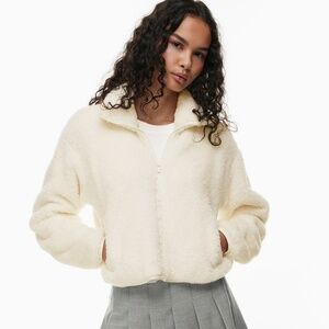 Aritzia Babaton Sunday Best Mockneck Fuzzy Zip-Up Teddy Fleece jacket Size S